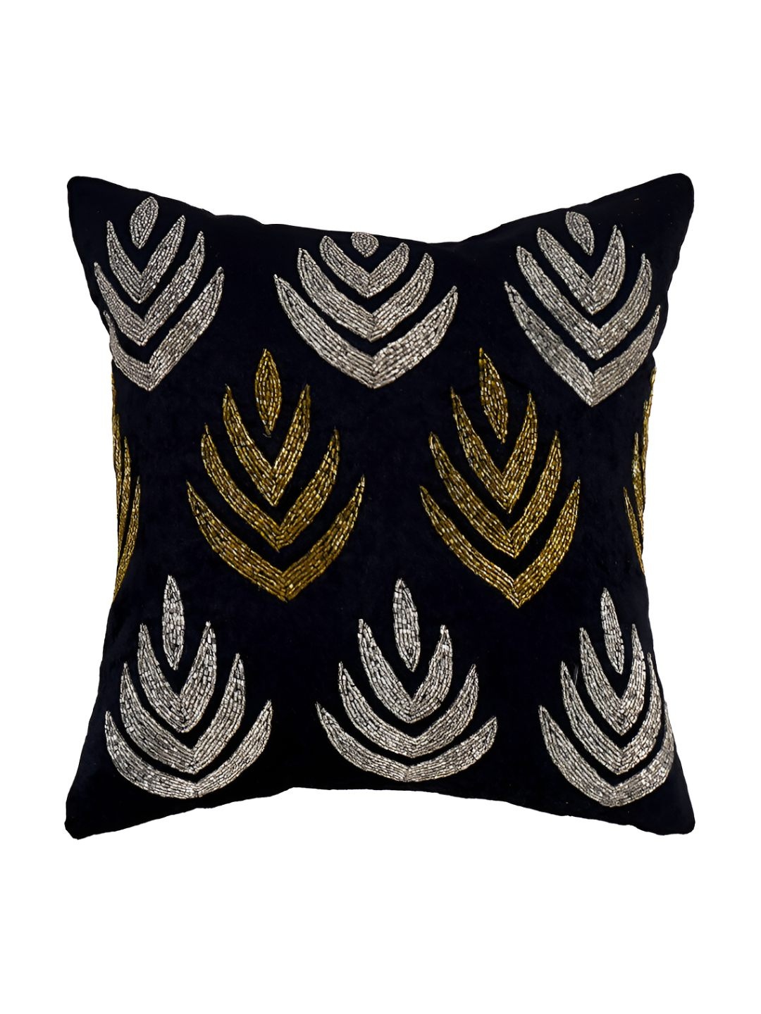 

PURINA'S Black & Gold-Toned Ethnic Motifs Square Cushion Covers