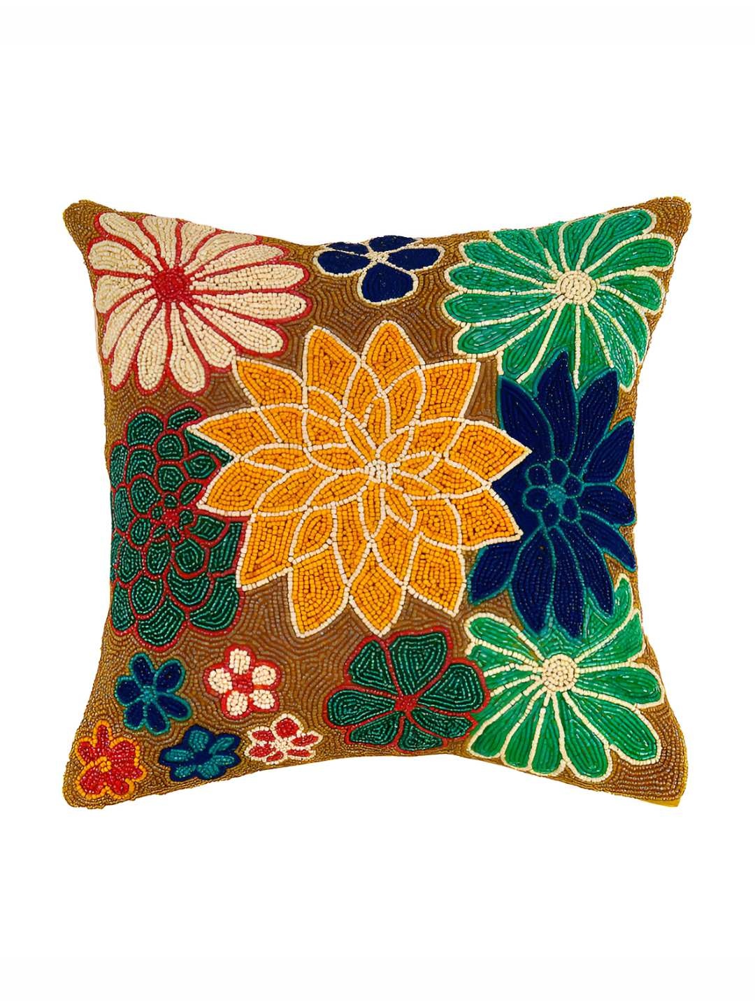 

PURINA'S Brown & Green Floral Square Cushion Cover