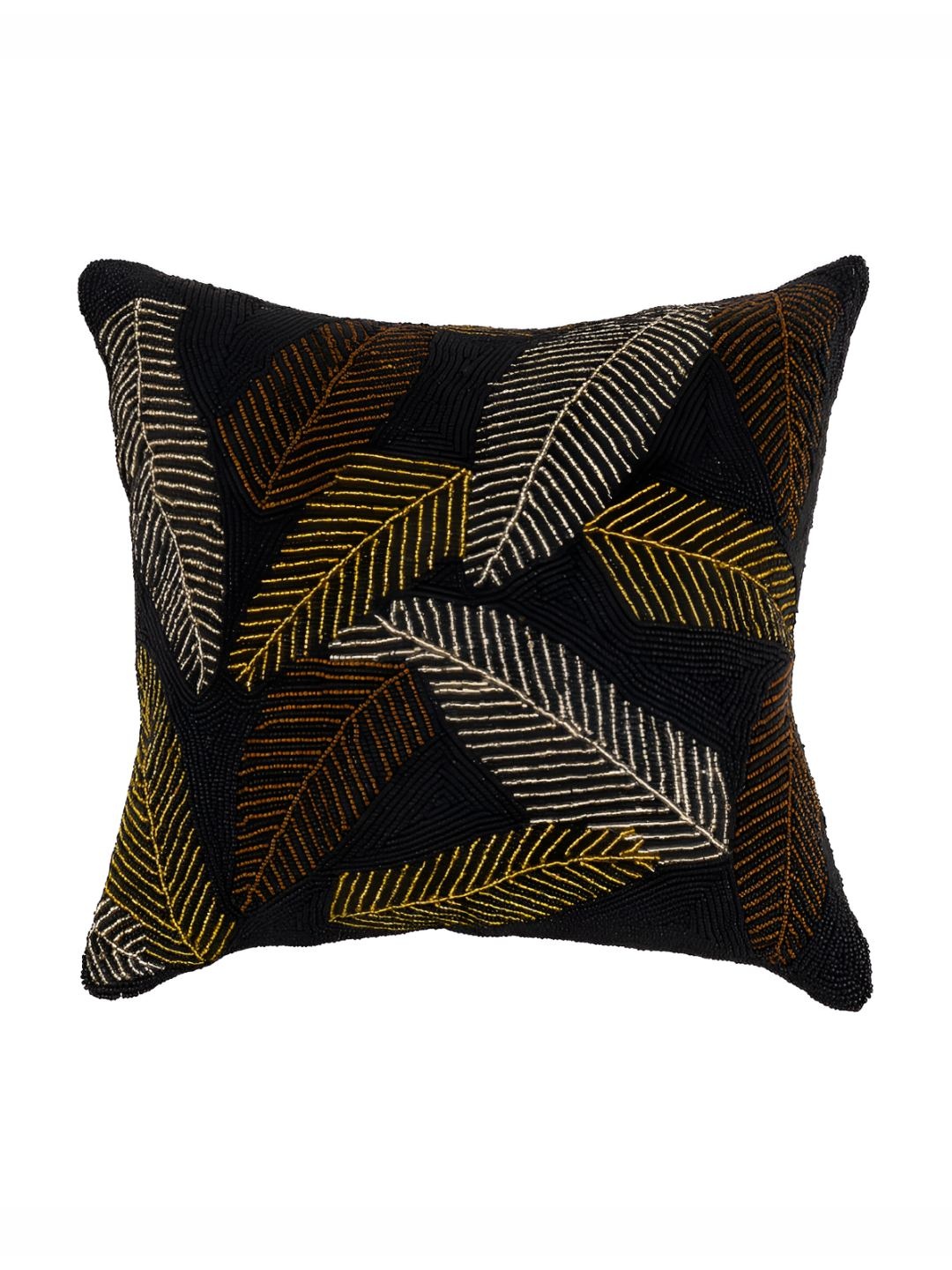 

PURINA'S Black & Yellow Embellished Square Cushion Cover