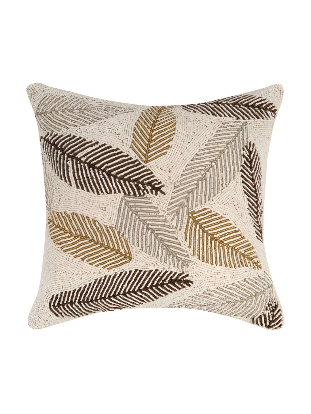 

PURINA'S Brown & White Embellished Square Cushion Cover