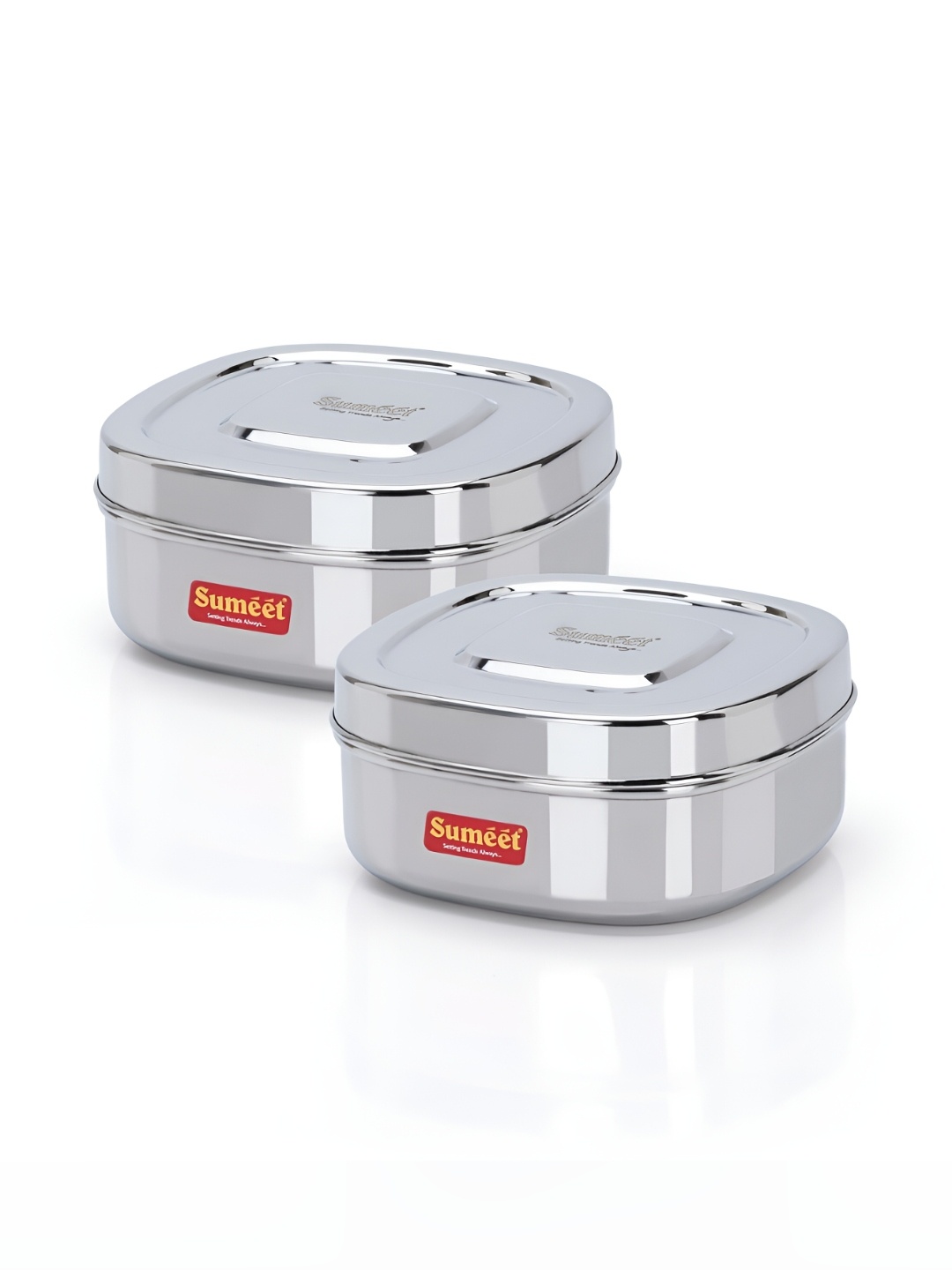 

Sumeet 2-Pcs Stainless Steel Square Storage Containers - 1ltr Each