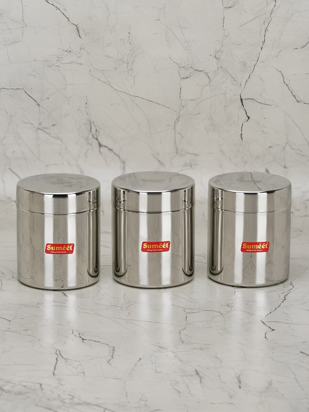 

Sumeet 3-Pcs Stainless Steel Small Storage Containers