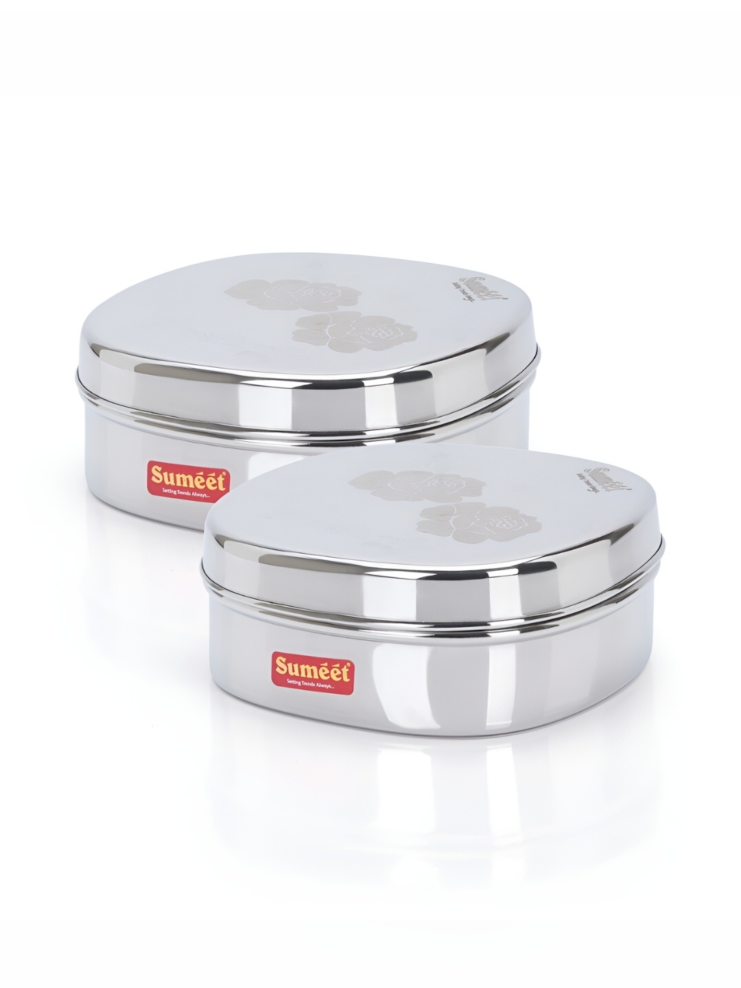 

Sumeet 2-Pcs Stainless Steel Square Storage Containers- 950ml Each