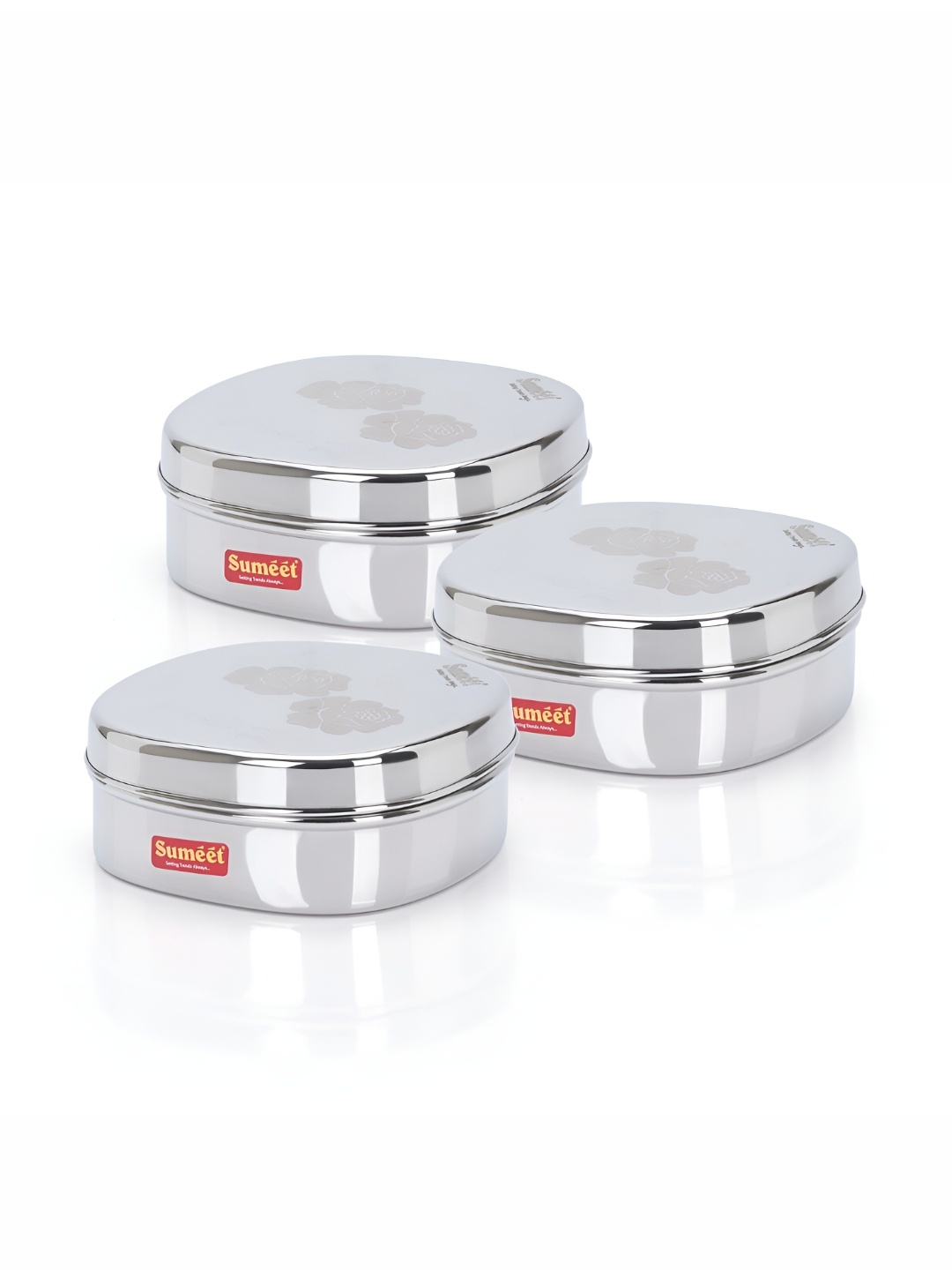 

Sumeet 3-Pcs Stainless Steel Square Storage containers box