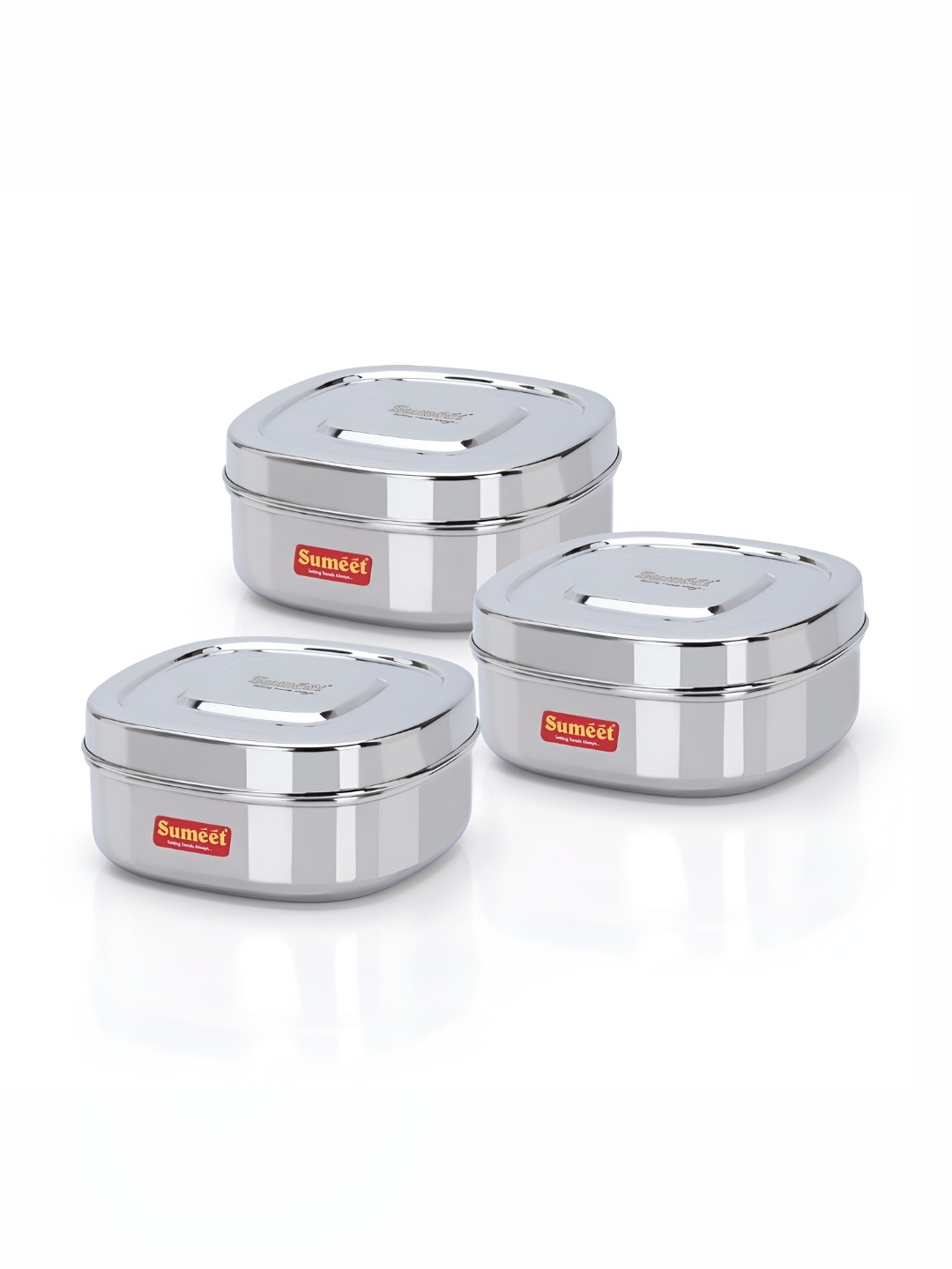 

Sumeet 3-Pcs Stainless Steel Square Storage Containers Box- 700ml Each