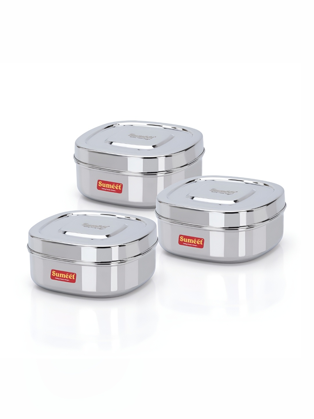 

Sumeet 3-Pcs Stainless Steel Square Storage Containers - 1ltr Each