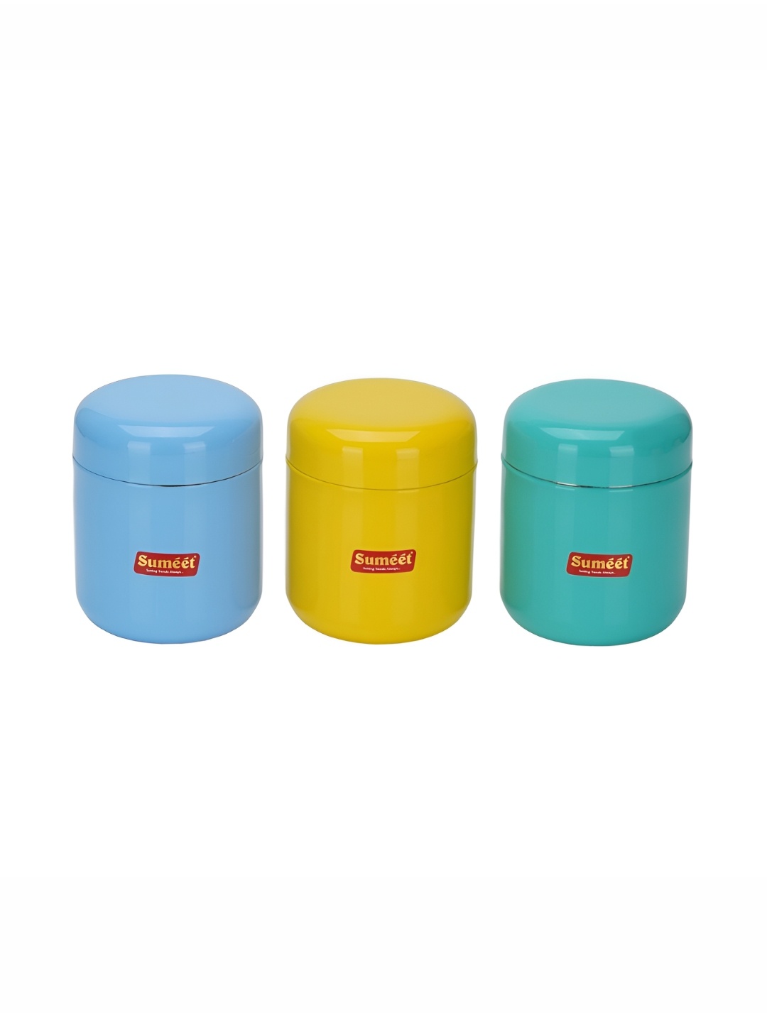 

Sumeet 3-Pcs Yellow & Blue Stainless Steel Container