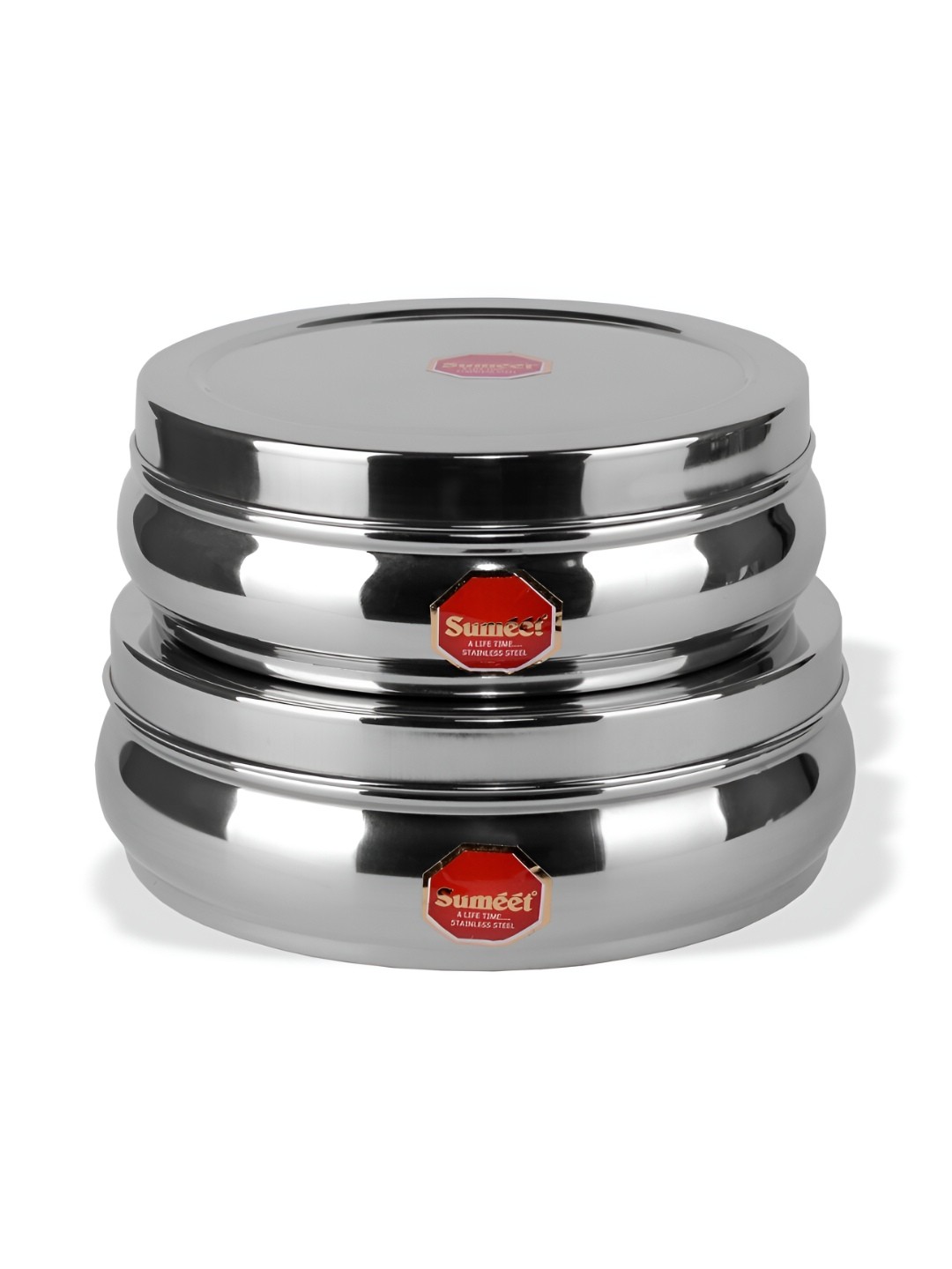 

Sumeet 2-Pcs Stainless Steel Belly Shape Storage Containers
