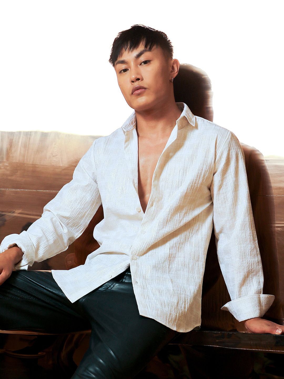 

Campus Sutra Foil-Creased Shirt, White