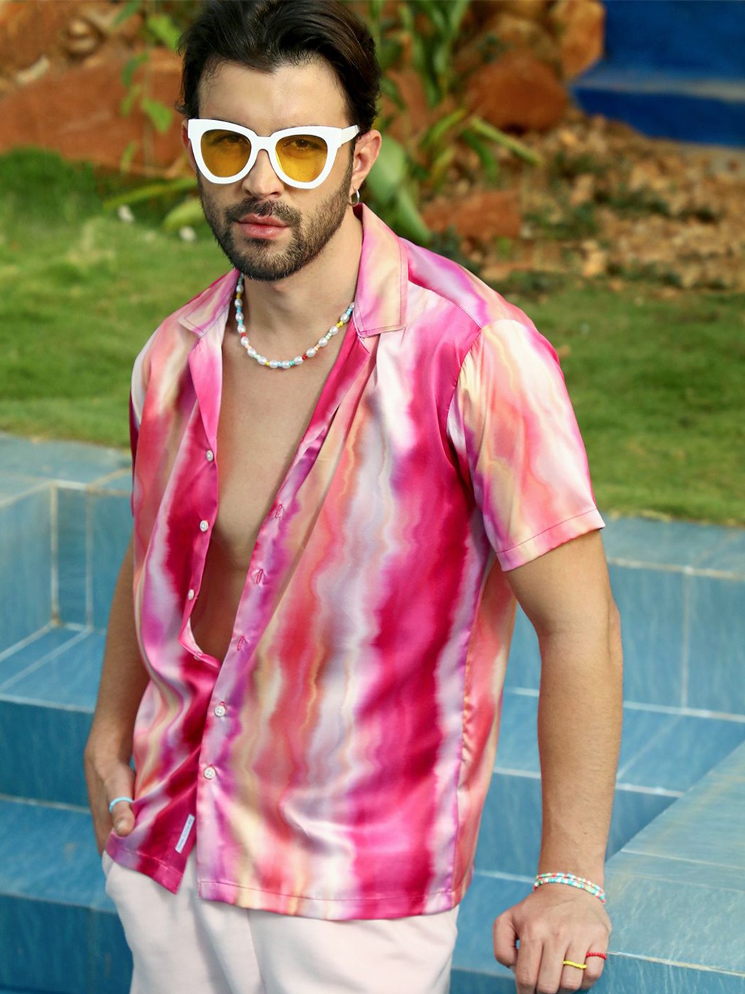 

Campus Sutra Classic Abstract Printed Casual Shirt, Pink