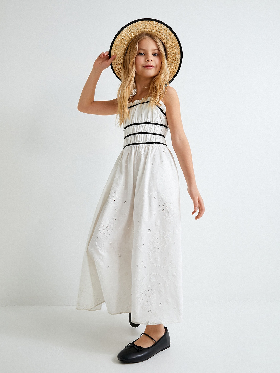 

Koton Girls Shoulder Straps Cotton Maxi Dress, White
