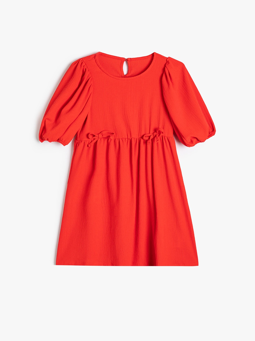 

Koton Girls Puff Sleeve A-Line Dress, Red