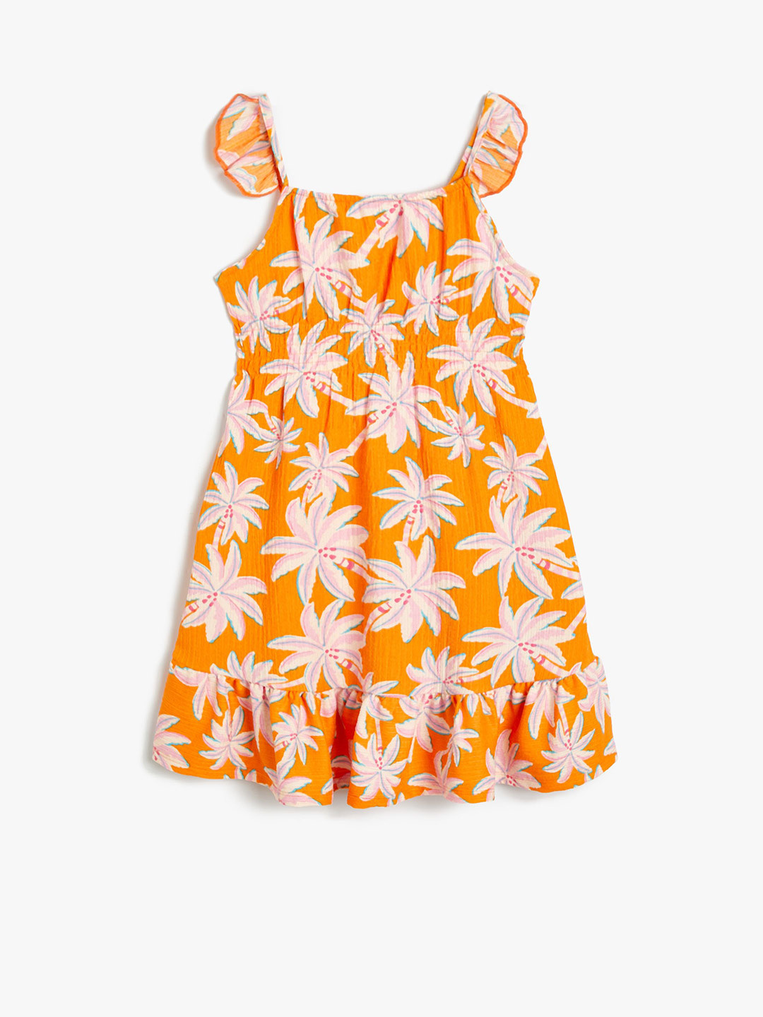 

Koton Girls Floral Printed Shoulder Straps A-Line Dress, Orange