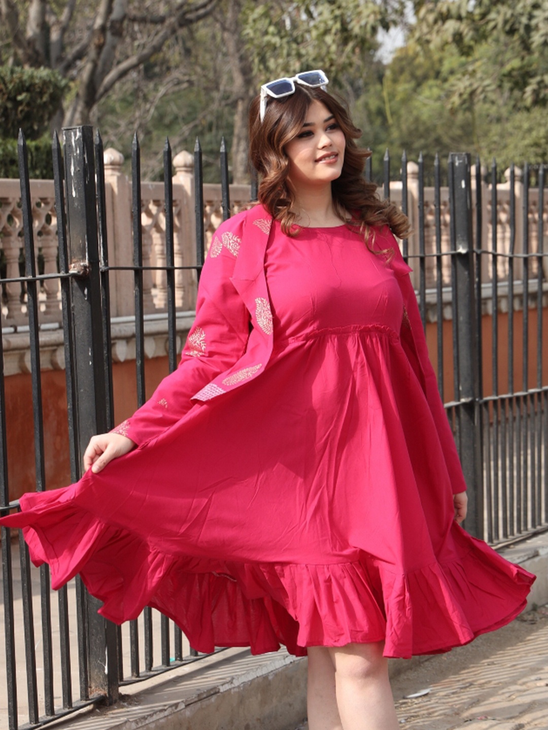 

Swadeshi Shringaar Fit & Flare Midi Dress, Fuchsia