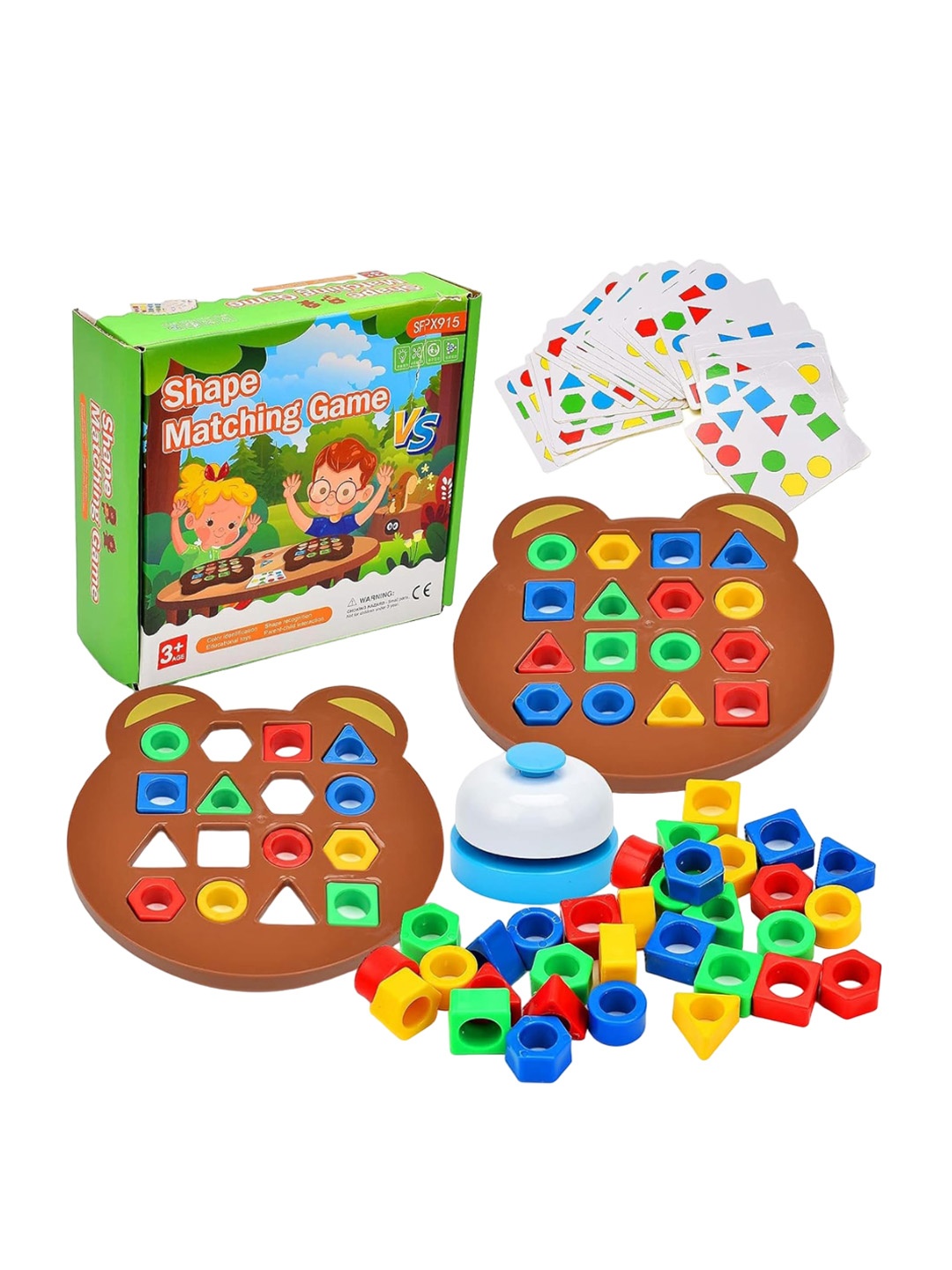 

Kidology Kids Shape Matching Sensory Board Games Toys With Bell, Brown