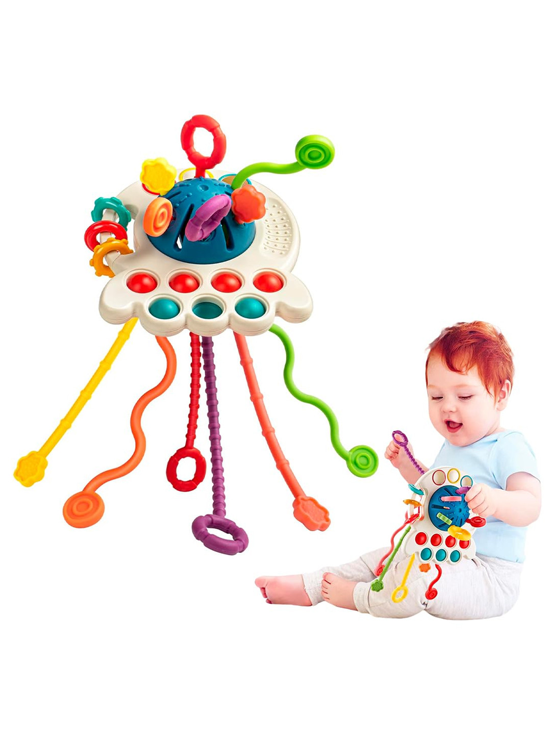 

Kidology Infants Octopus Pull String Teething Toy, Red