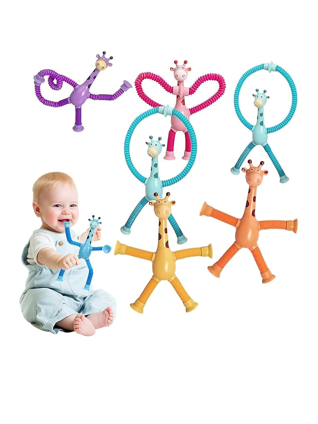 

Kidology Set of 6 Unisex Kids LED Telescopic Suction Cup Giraffe Toy, Purple