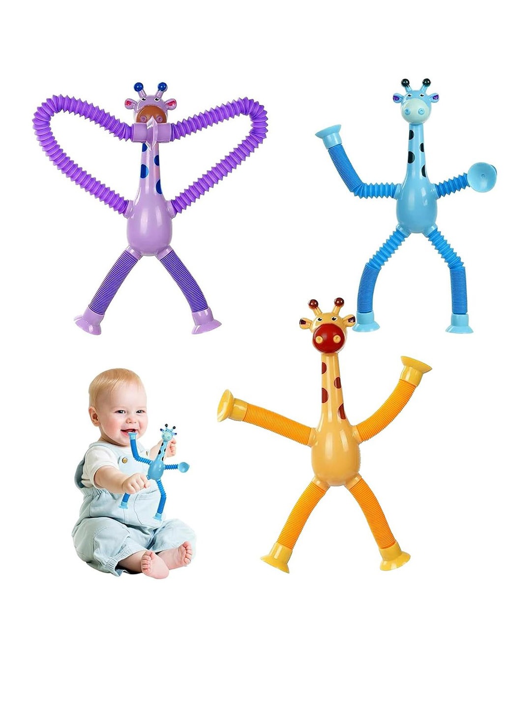 

Kidology Set of 3 Infants LED Telescopic Suction Cup Giraffe Toys, Purple
