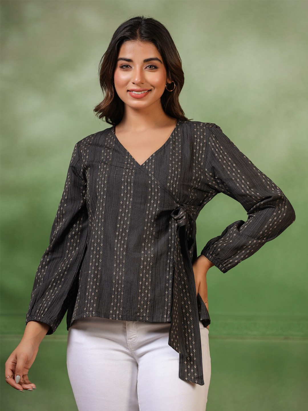 

Sangria Micro or Ditsy Printed Cotton Tunics, Grey