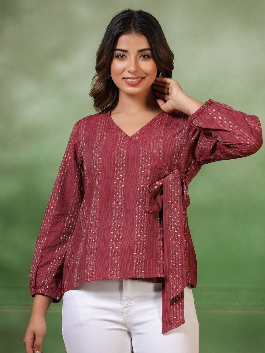 

Sangria Micro Or Ditsy Printed Cotton Tunics, Pink