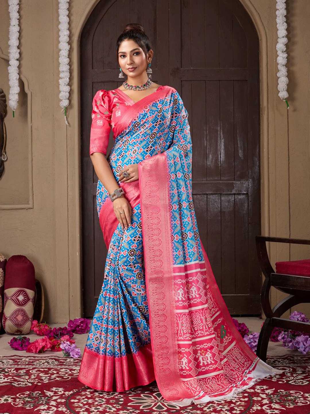 

Fashion FRICKS Zari Silk Cotton Saree, Blue