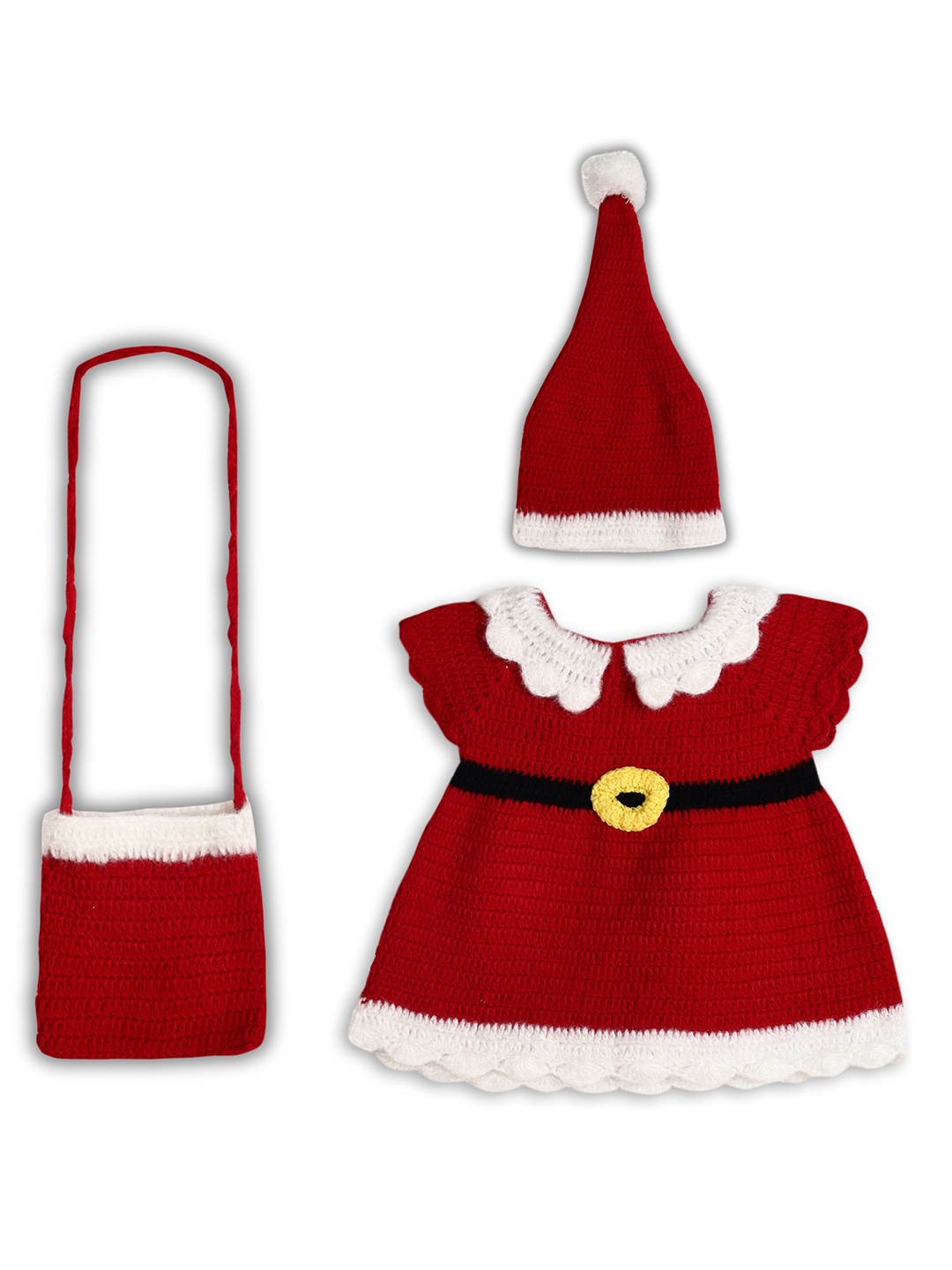 

WINDROP SOLUTIONS Girls Woollen A-Line Dress, Red