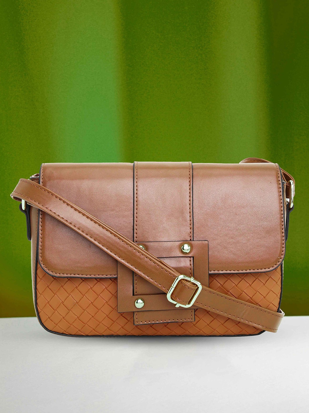 

DressBerry Textured Structured Sling Bag, Tan