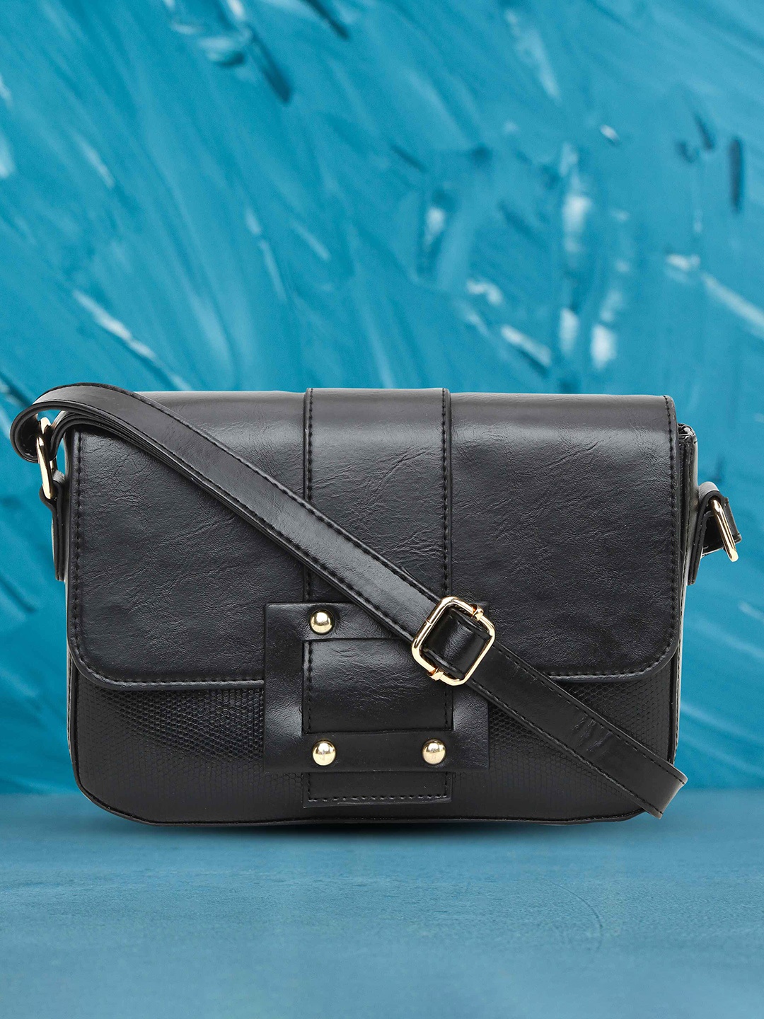 

DressBerry Women Black Textured Structured Sling Bag