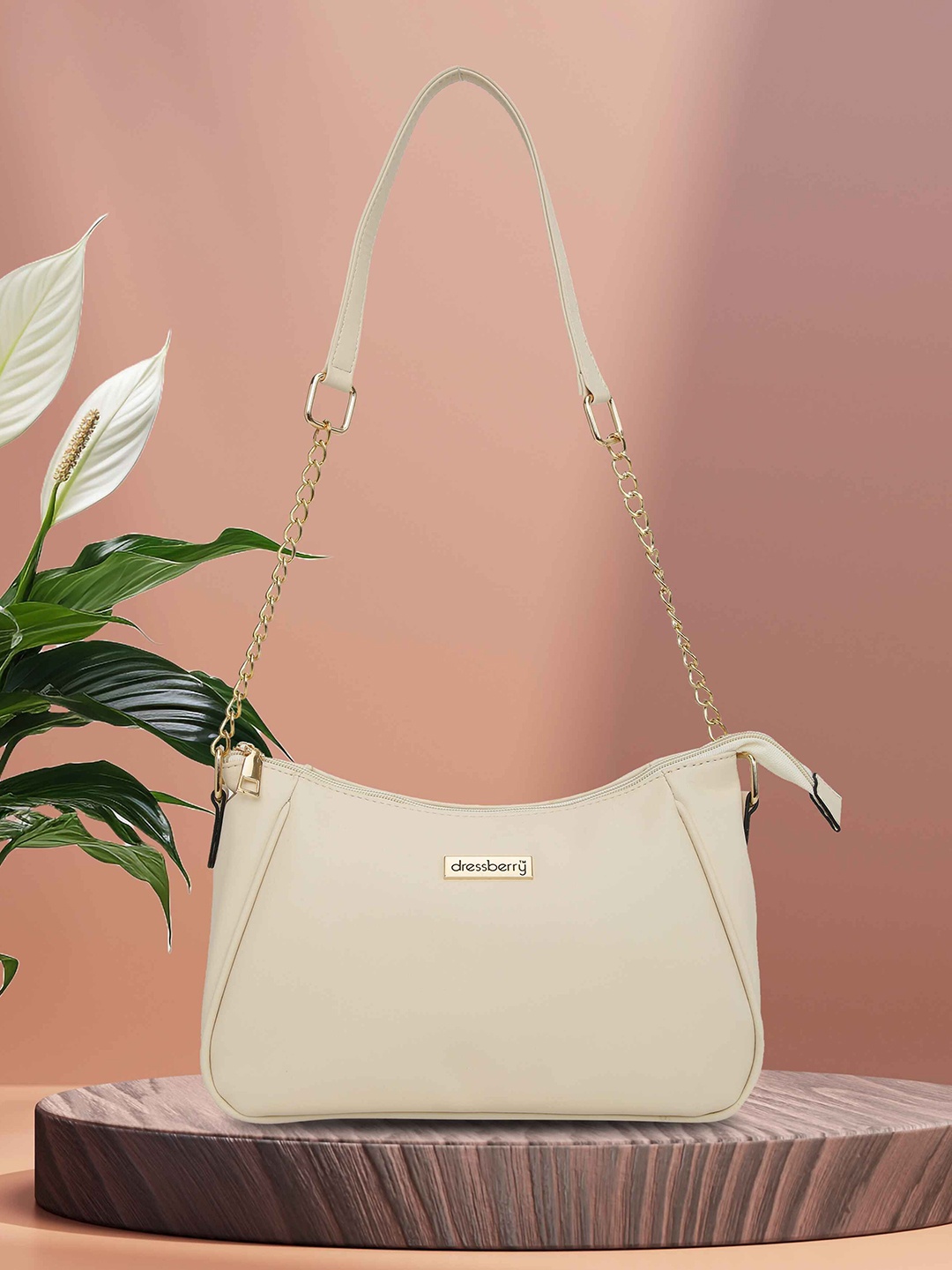 

DressBerry Women Structured Sling Bag with Pouch, Beige