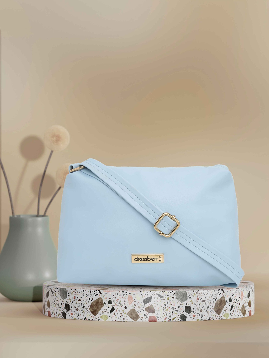 

DressBerry Women Blue Structured Solid Sling Bag