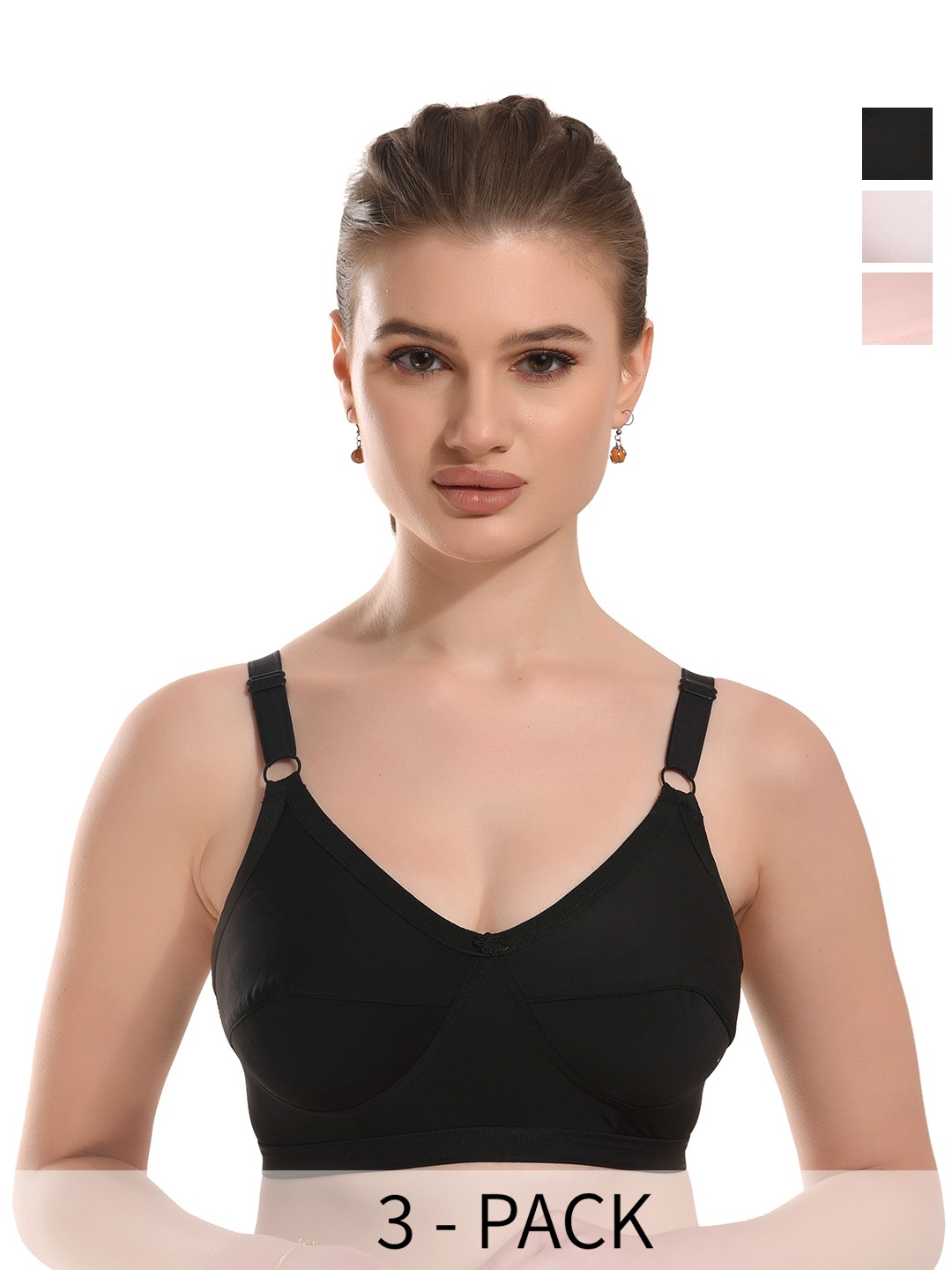 

new blue eyes Pack of 3 Women Solid Full Coverage Lightly Padded Bra, White