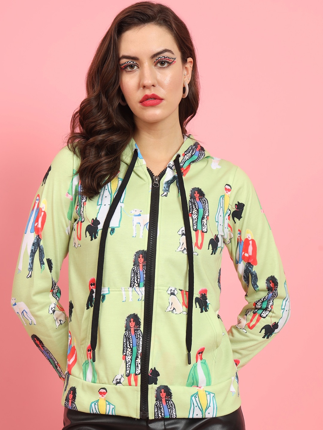 

TANDUL Graphic Printed Fleece Lightweight Tailored Jacket, Green