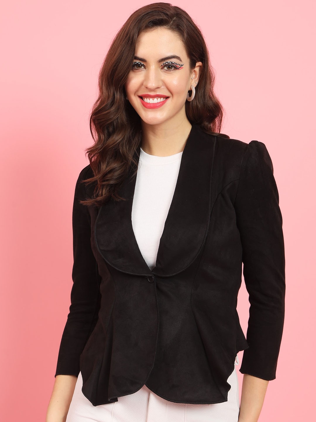 

TANDUL Long Sleeve Vent less Single Breasted Blazers, Black
