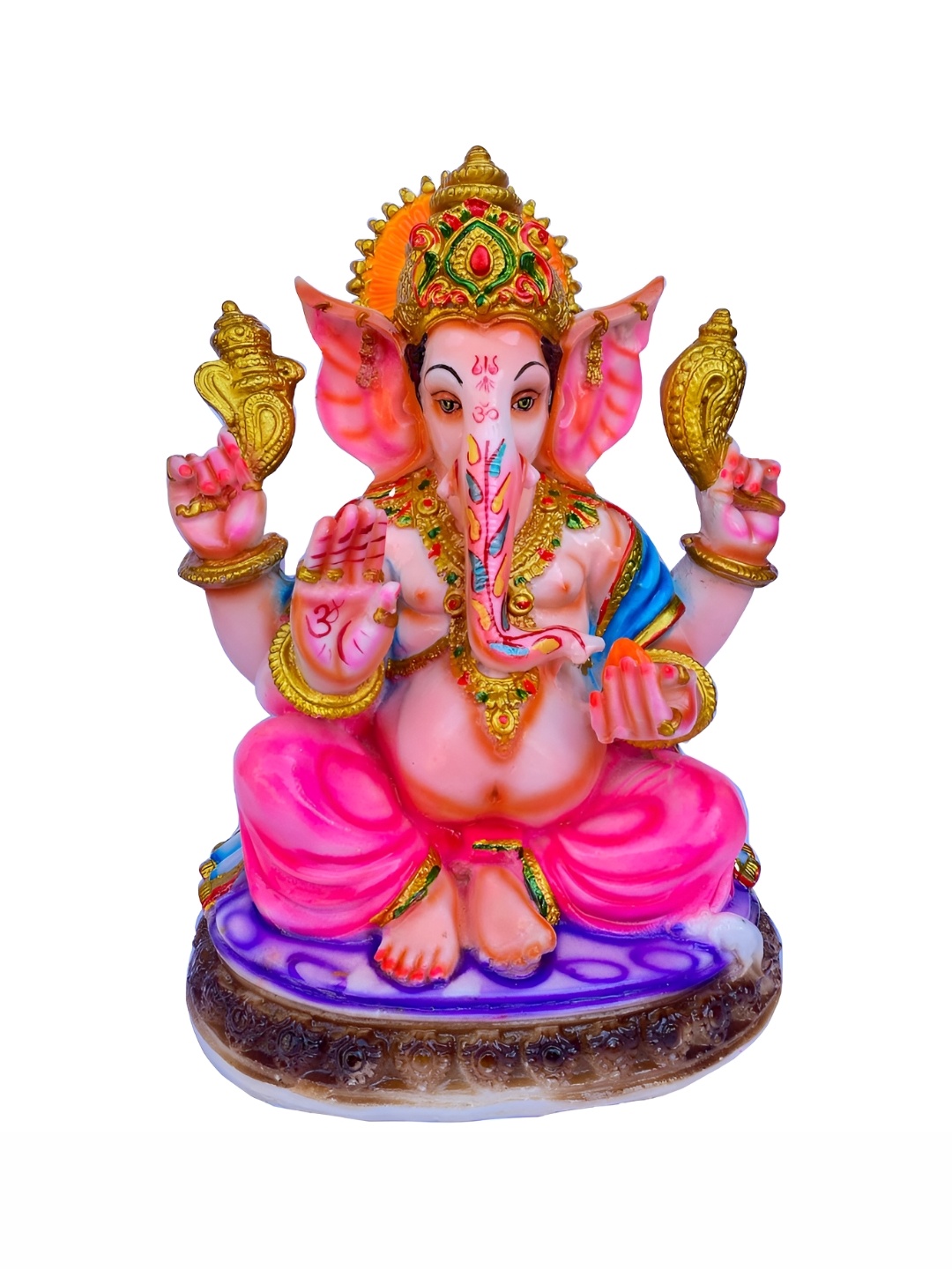 

krishnagallery1 Pink & Gold Toned Lord Ganesha Marble Idol Showpiece
