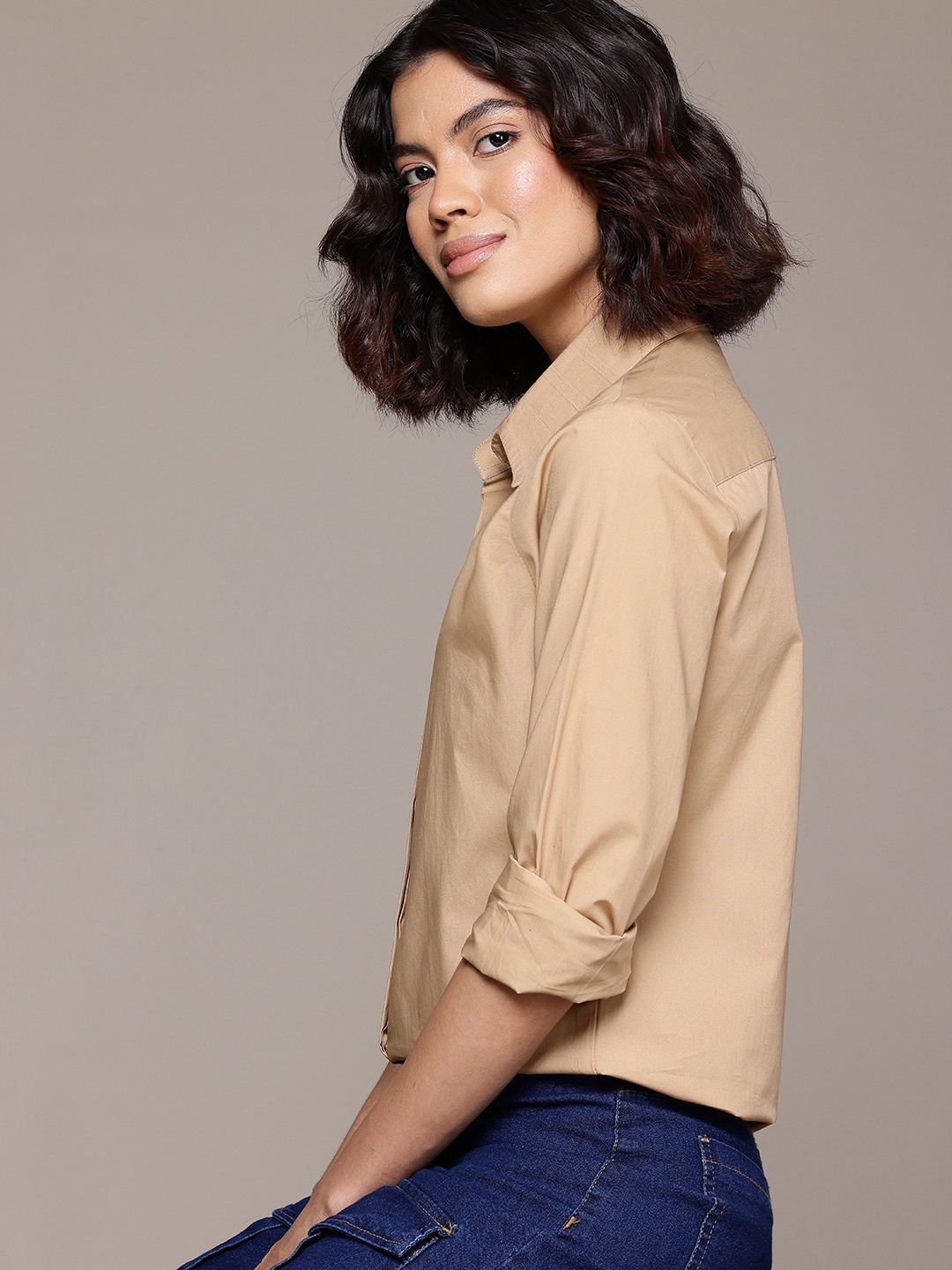 

Roadster Women Standard Solid Formal Shirt, Cream