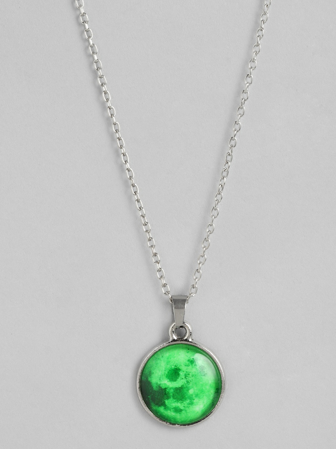

PARIS HAMILTON UNISEX RETRO MOON GLOW IN DARK Pendant With Chain, Green