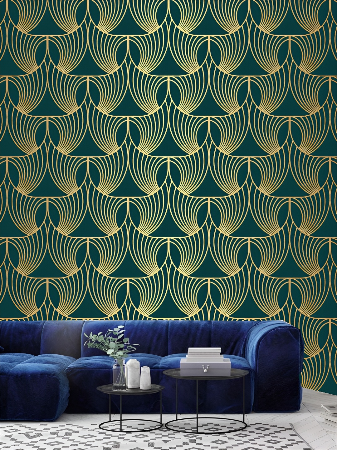 

KSHIRSA Green & Beige Printed Self-Adhesive 3D Wallpaper