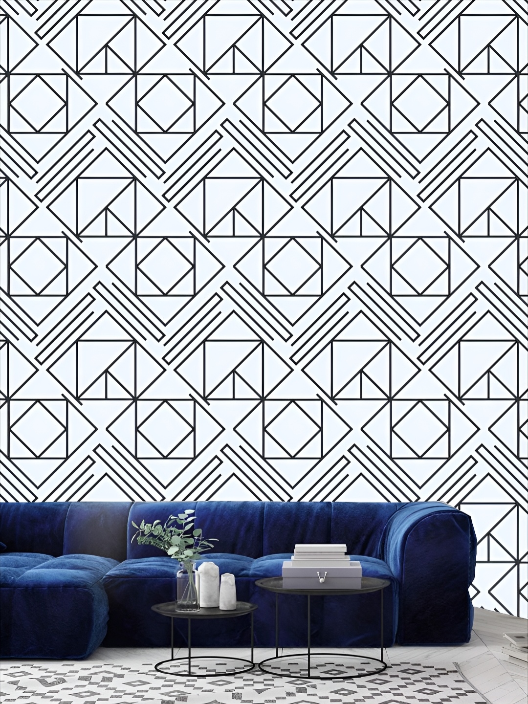 

KSHIRSA White & Black Printed Self-Adhesive 3D Wallpaper