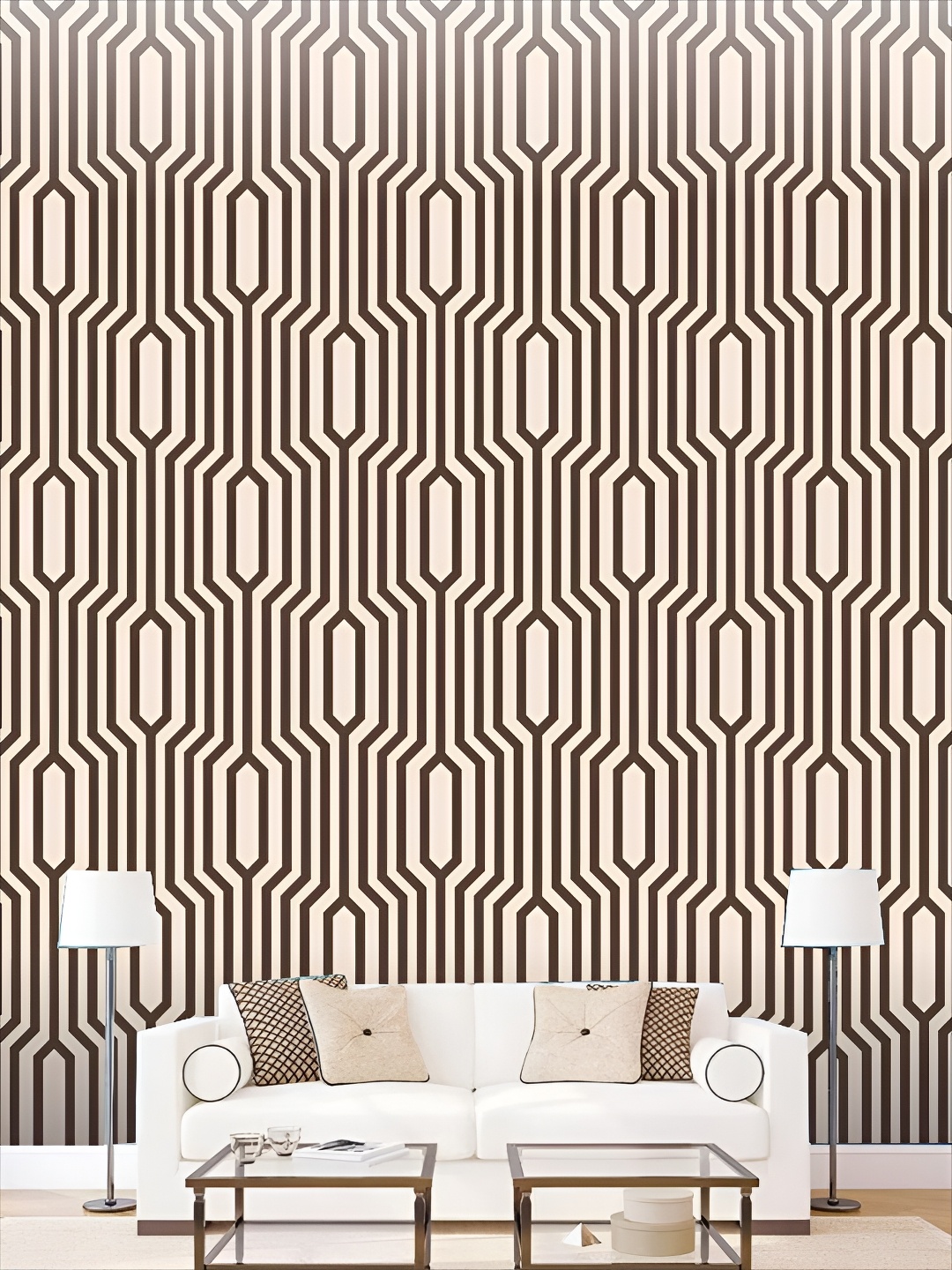 

KSHIRSA Off White & Brown Printed Self-Adhesive 3D Wallpaper