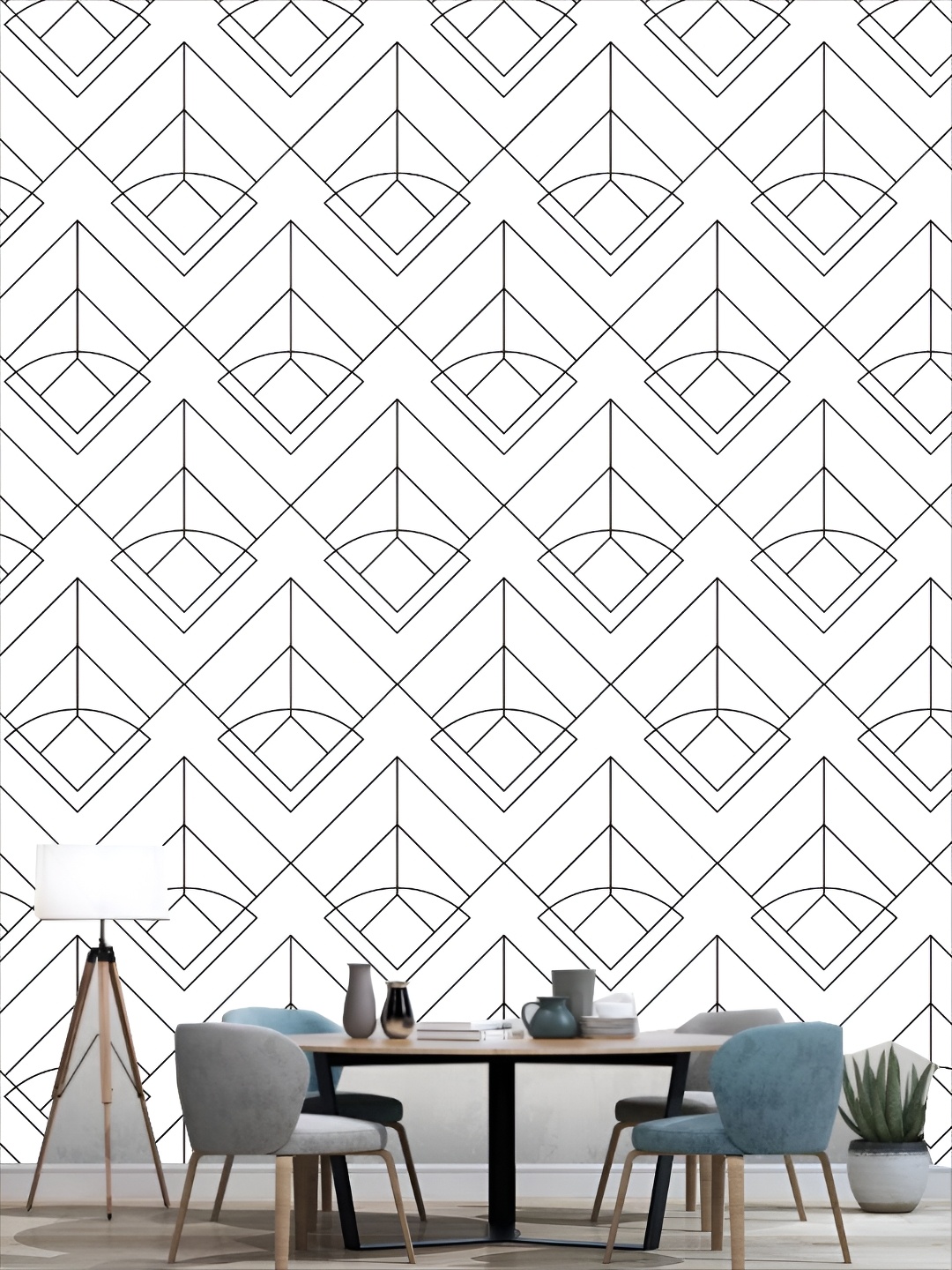 

KSHIRSA White & Black Printed Self-Adhesive 3D Wallpaper