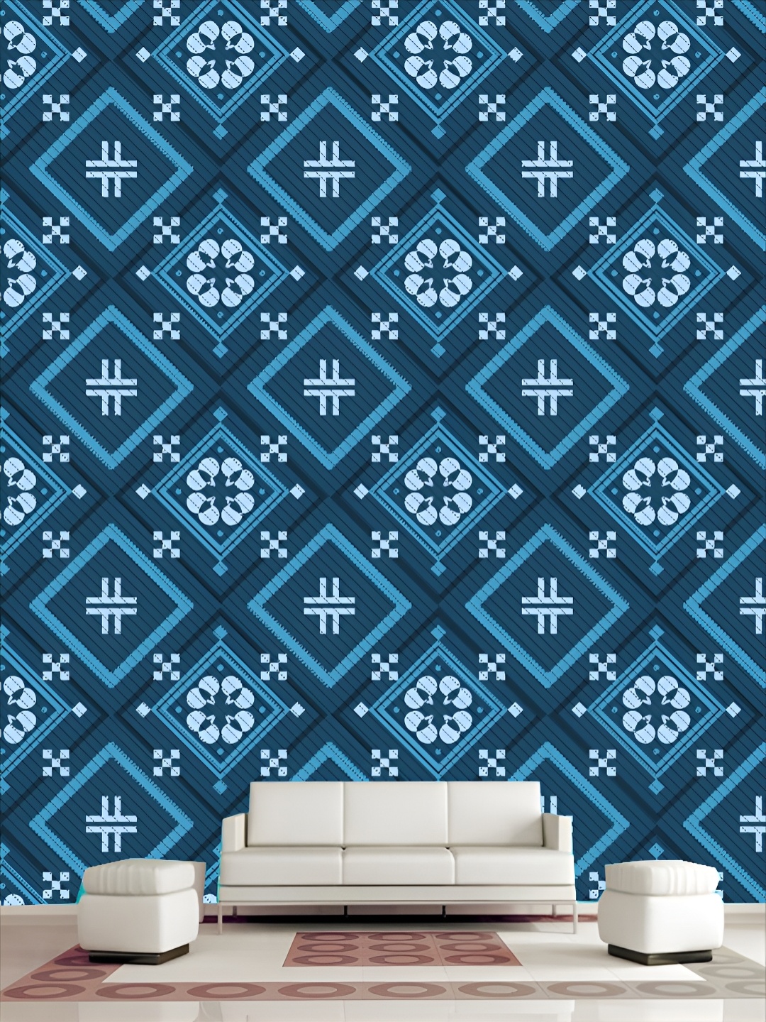 

KSHIRSA Blue & White Printed Self-Adhesive 3D Wallpaper