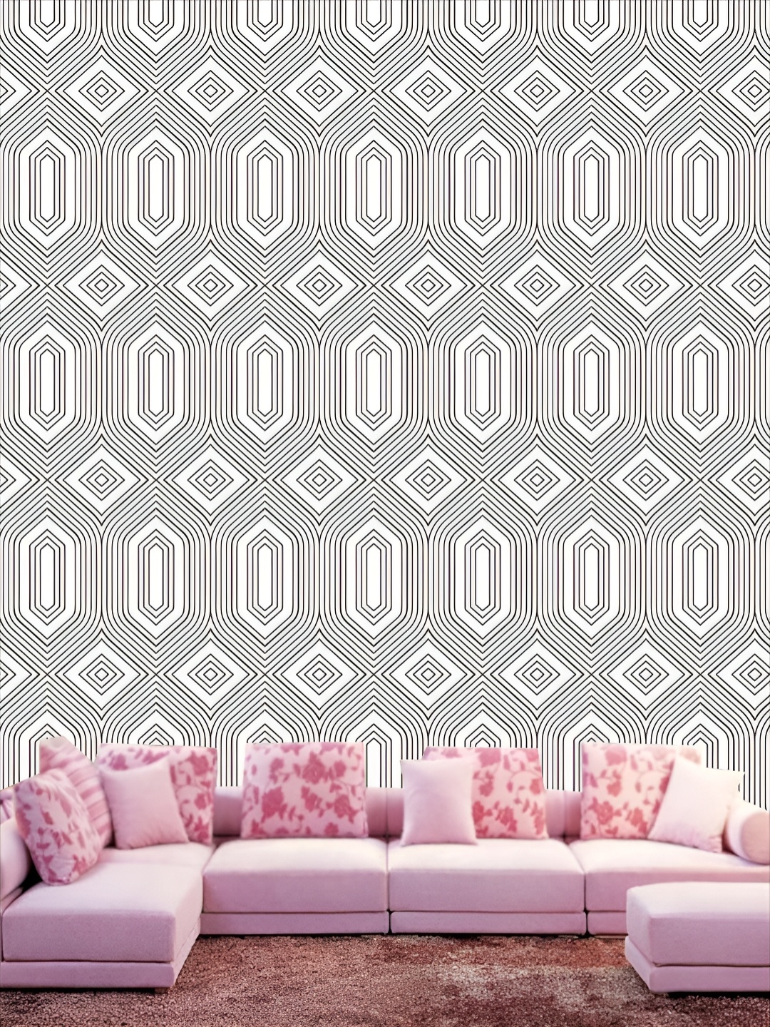 

KSHIRSA White & Black Printed Self-Adhesive 3D Wallpaper