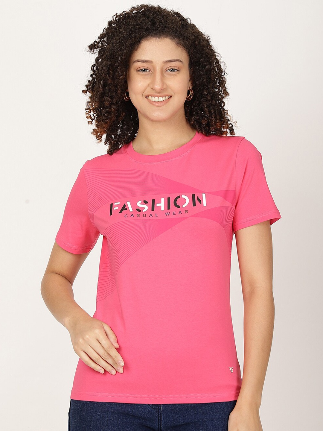 

FUTURO Typography Printed T-shirt, Pink