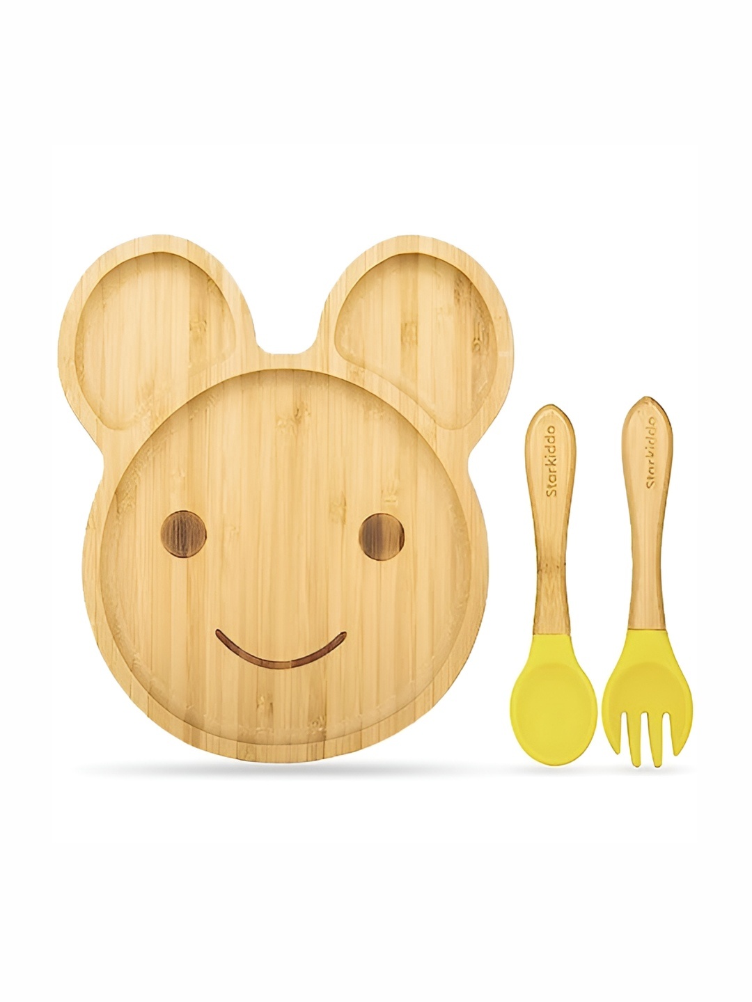 

Starkiddo Beige & Yellow Bamboo Plates & Spoon