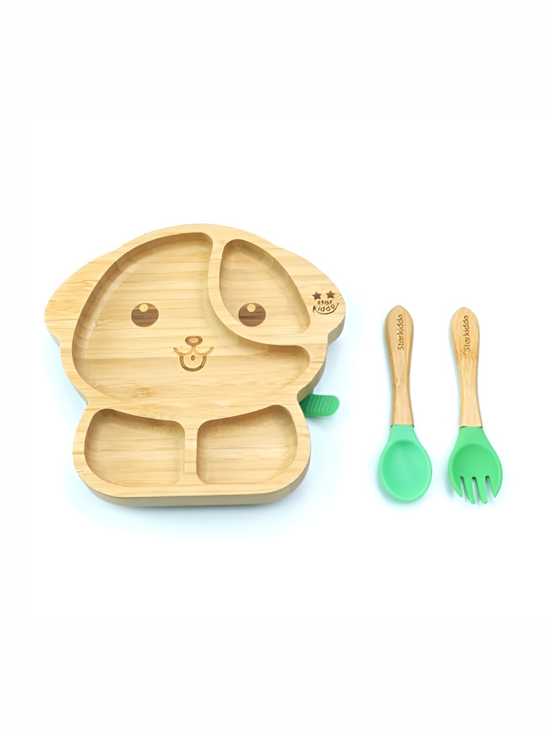 

Starkiddo Green Bamboo Plates With Spoon & Fork, Yellow