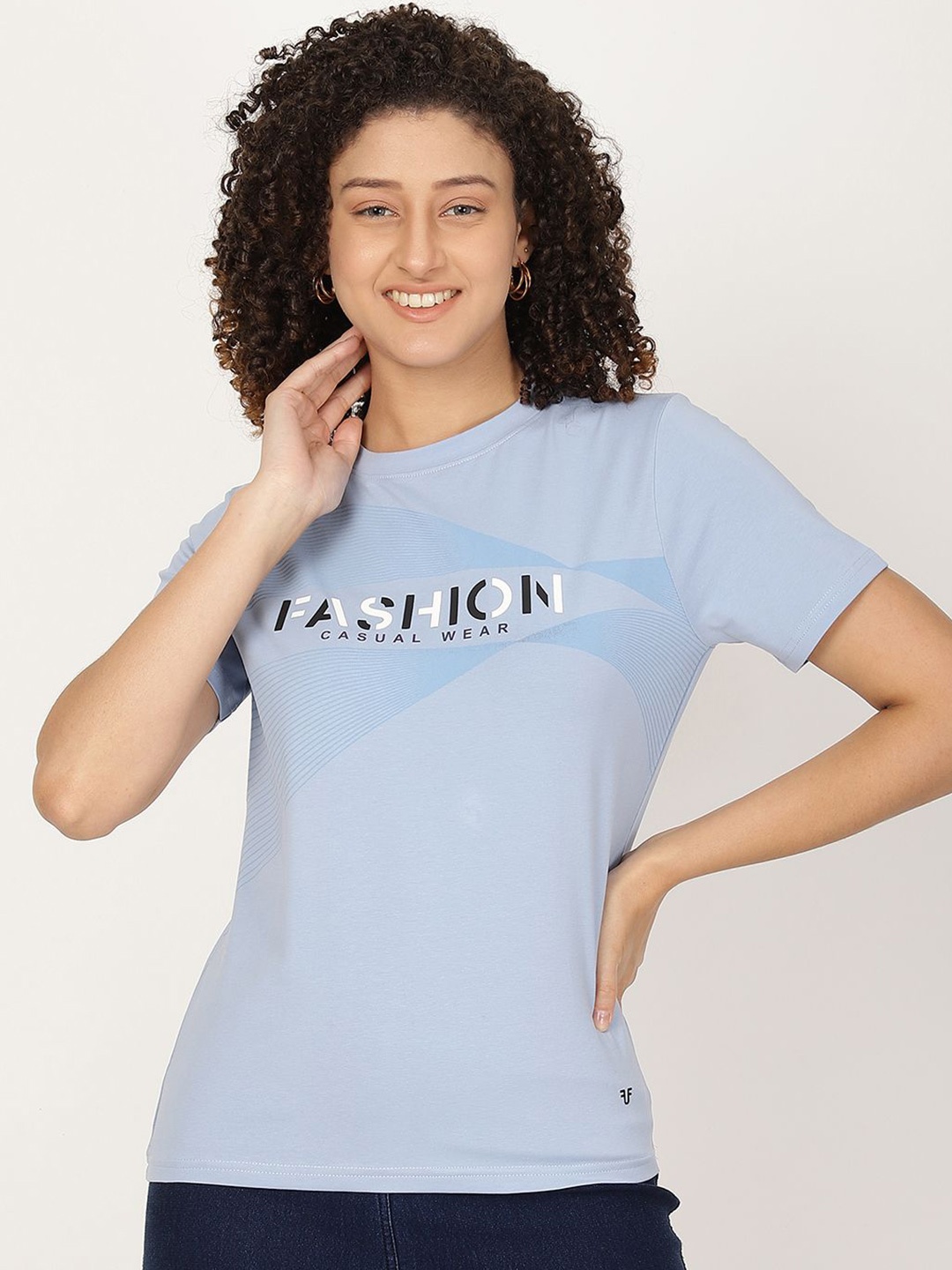 

FUTURO Typography Printed Cotton T-shirt, Blue