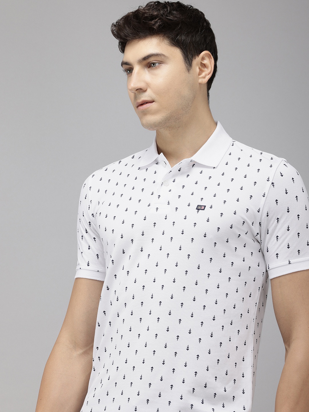 

Arrow Pure Cotton Geometric Printed Polo Collar T-shirt, White