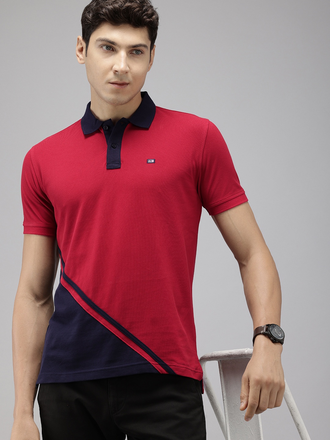 

Arrow Men Colourblocked Polo Collar Pure Cotton T-shirt, Red