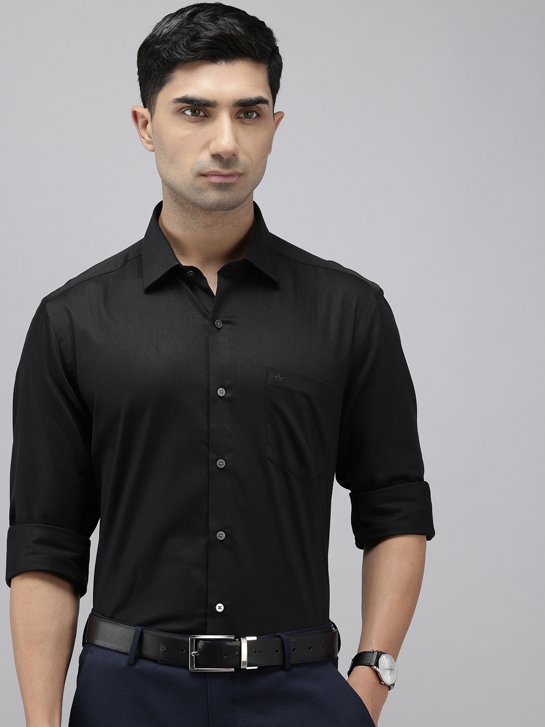 

Arrow Pure Cotton Manhattan Slim Fit Formal Shirt, Black
