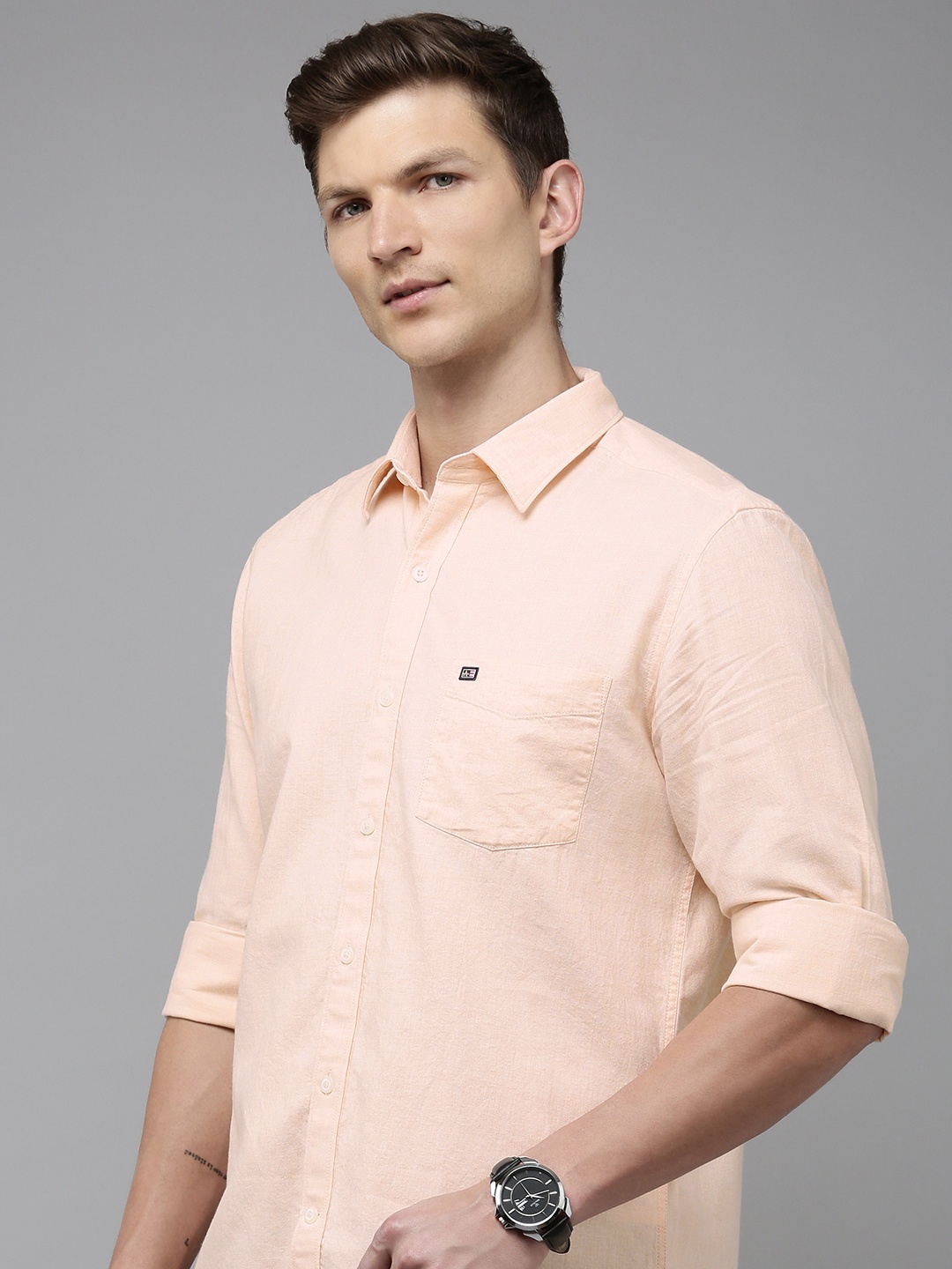 

Arrow Manhattan Slim Fit Opaque Pure Cotton Casual Shirt, Peach